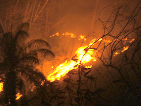 burning hills at night
