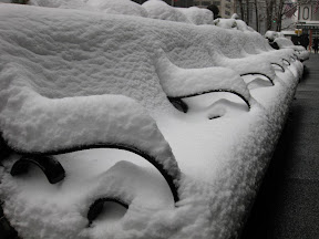 Snow sitting on the Bench