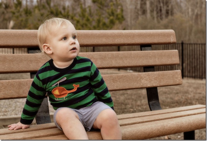 T on bench