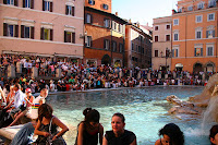 Crowds at the Trevi Fountain