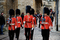 Guards walking in the Tower of London