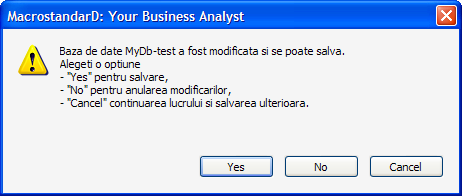 Mesaj salvare baza de date