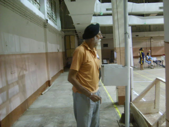 Inderjit Singh, the grand dad Hockey coach of Kolkata intently watching the proceedings. Five competing teams were coached by him!