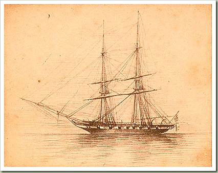 Schooner on calm waters - 1850s (ATL collection)