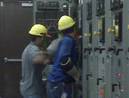 Racking in a breaker.