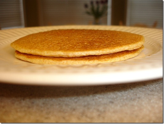 Whole Grain Pancake Mix w/powdered milk in the mix and water added before baking