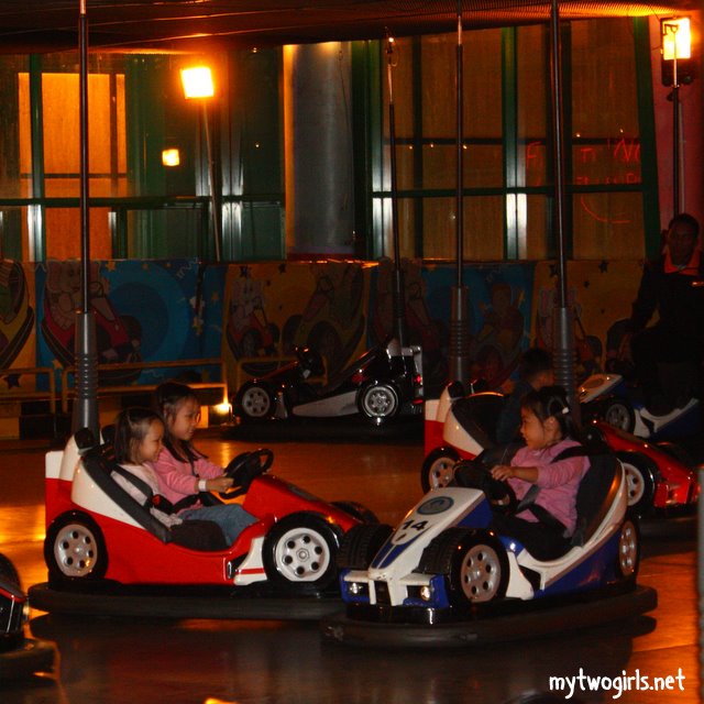 Girls in bumper car