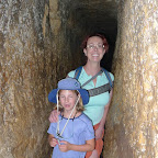 Emma and Trish, bravely leading in the dark.  Hezekiah
