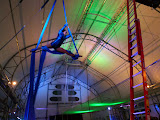 A performer on the silks opens the show.