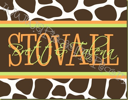 Green Orange Giraffe Note card