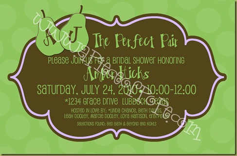 Pear Wedding Shower Invitation