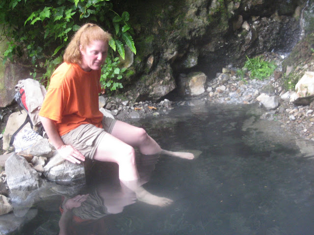 Then we went to some hot springs and met a naked hippy and some Minnesotans and this woman who just loved to hike.  Oh, the sweet smell of sulfur!!  It brings me home.