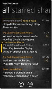 NextGen Reader for Windows Phone 7