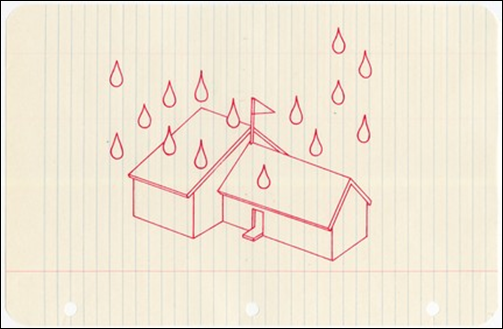 Raindrop House Gocco Print with 8x10 Mat by mateoandisable