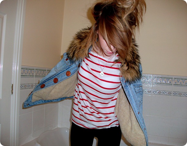 RIVER ISLAND denim faux fur jacket 3