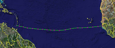 Photo satellite avec trace de la route