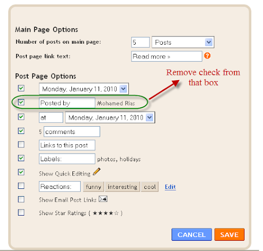 Remove Author from Blogger Blogs