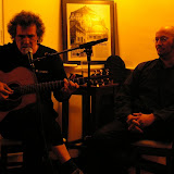 Bernd Vollbach und Norman Liebold: "Krimi get the Blues", Premiere von Norman Liebolds "Krimifrass" im Bio-Restaurant "Zur Glocke", Hennef, am 11.10.2008. Photo: Katharina Theine.