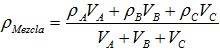 densidad de mezlca sustancia