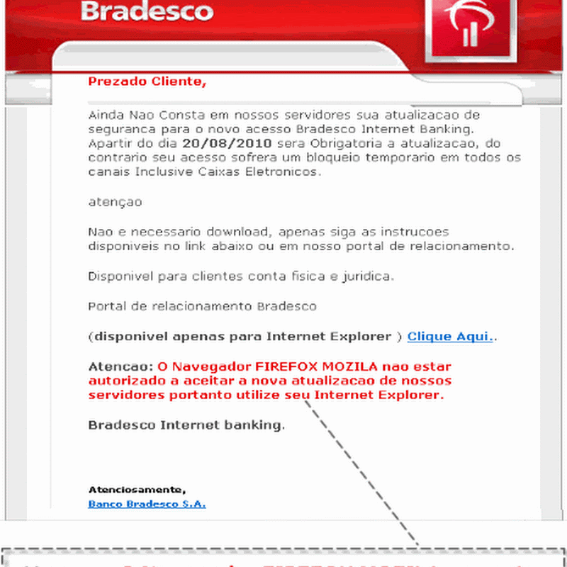 Cuidado email falso Phishing do Bradesco