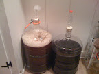 The hefe in the primary and the sweet stout in the secondary
