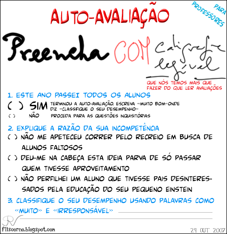 Ficha de auto-avaliação Ficha de auto-avaliação