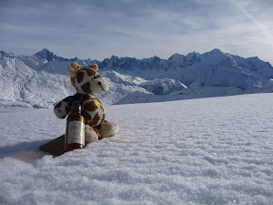 Derrick the Giraffe riding off pieste