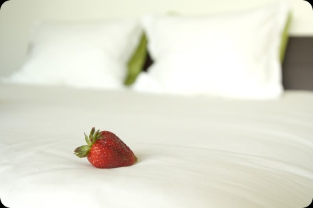 White bed with strawberry - Image from Stock Exchange - JustAnotherPixel.net