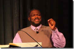Voddie Preaching at this a.m.'s session.