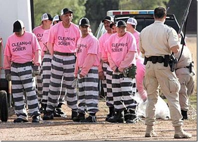 Punished in pink: Phoenix's new chain gang of drunk drivers will perform burials of people who died of alcohol abuse, according to the Maricopa County Sheriff's Department.