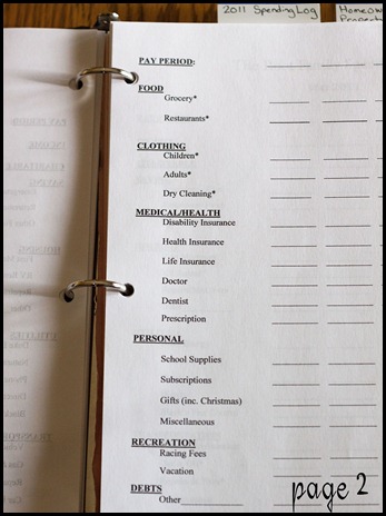 Dave Ramsey Spending Plan page 2