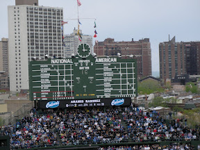 Old timey scoreboard. No jumbotron video screen either