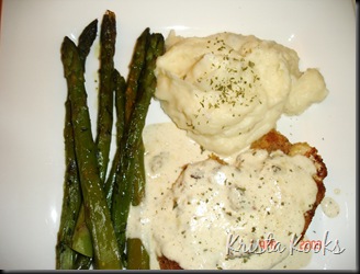 Krista Kooks Crispy Chicken Costeletta with Mashed Potatoes and Asparagus 4