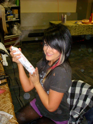 Lacey Schwimmer uses White Sands Stuck Up spray to keep her hair straight on Dancing with the Stars