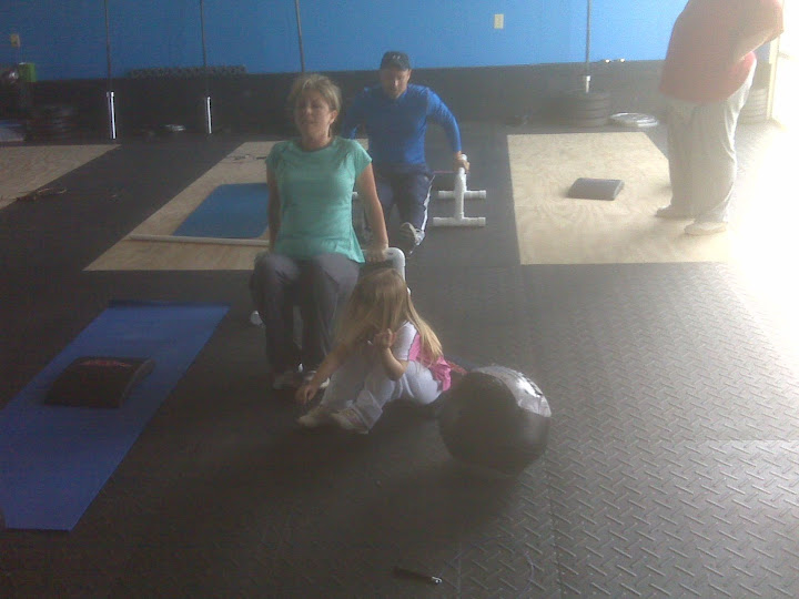 Tiffany and Daughter doing Situps and Dips Tiff and Madison