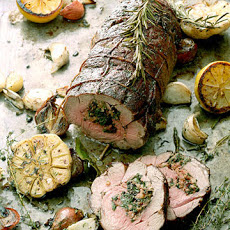 Roasted Lamb Shoulder Stuffed with Merguez and Swiss Chard