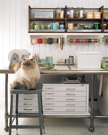 This stool makes a perfect perch for Martha's cat. (Martha Stewart Living)