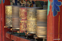 Tibetan prayer wheels turning