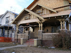 Front of house with scaffolding