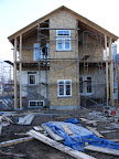 Rear of house with all windows installed and scaffolding