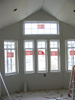 Bay window in playroom w/drywall