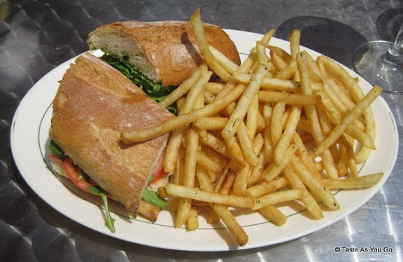 Fresh Tomato, Mozzarella, and Basil Panini with Pesto Sauce with French Fries at Masso in Long Island City, NY | Taste As You Go