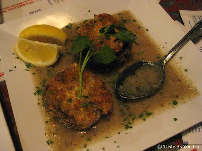 Mushrooms Stuffed with Crab Meat at The Waterfront Crabhouse in Long Island City, NY - Photo by Taste As You Go