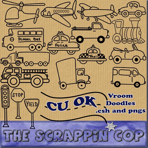 Free scrapbook "Vroom doodles" from The Scrappin Cop