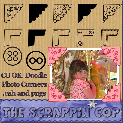 Free "Doodle Photo Corners" from The Scrappin Cop - {CU}