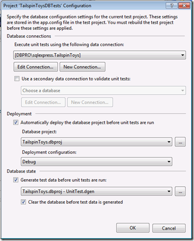 Unit test settings Unit test settings