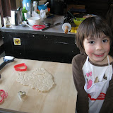 Cutting out valentines cookies
