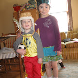 dressed for the game Erik invented, crown soccer (apparently baskets qualify as appropriate head gear)