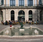 A little girl plays in a fountain in Burgos.