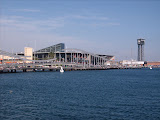 A nice view of the city of Barcelona and its port.